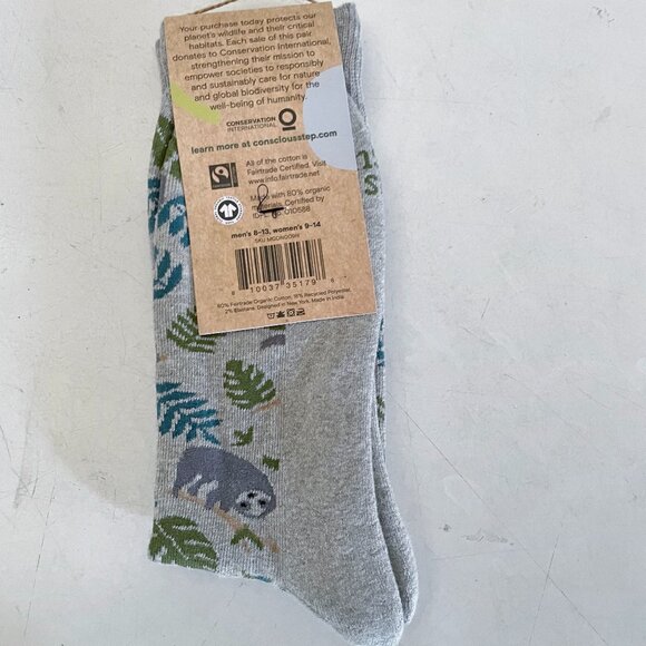 NEW Conscious Step Socks That Protect Sloths M Organic Cotton Fair Trade - Picture 4 of 7